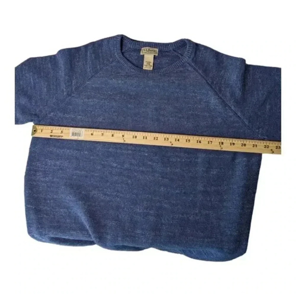 VTG L.L. Bean Mens 100% Organic Cotton Long Sleeve Blue Crewneck Sweater Size M - Picture 10 of 12